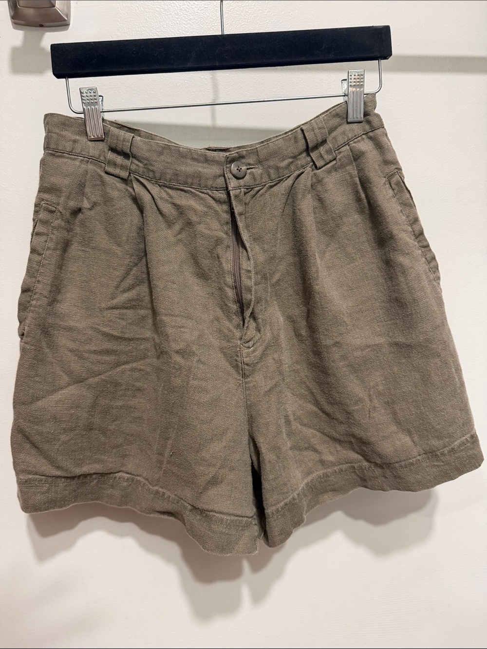 GAP Olive Taupe Linen-Blend Relaxed High-Rise Shorts